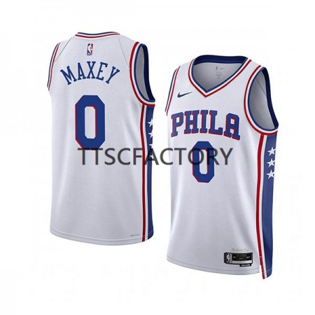 Maillot Basket Philadelphia 76ers Tyrese Maxey 0 Nike 2022-23 Association Edition Blanc Swingman - Homme